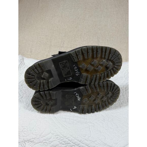 Dr. Martens Women 9 Black Devon Heart Chunky Leather Platform Y2k Goth Boots - Picture 5 of 10